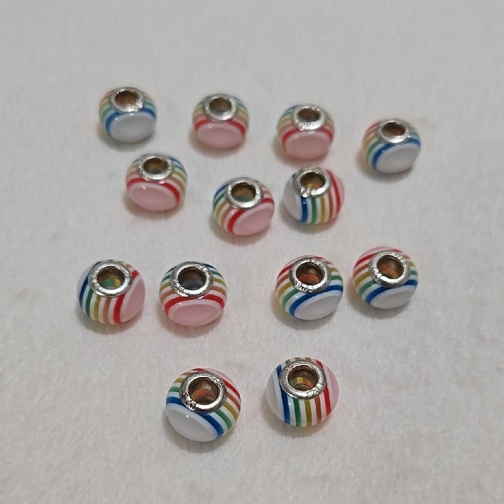 Rainbow Striped 925 Charm Beads - Picture 2 of 4
